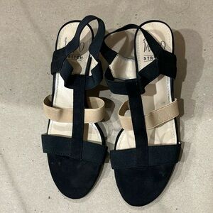 Black and beige heels impo stretch women heels